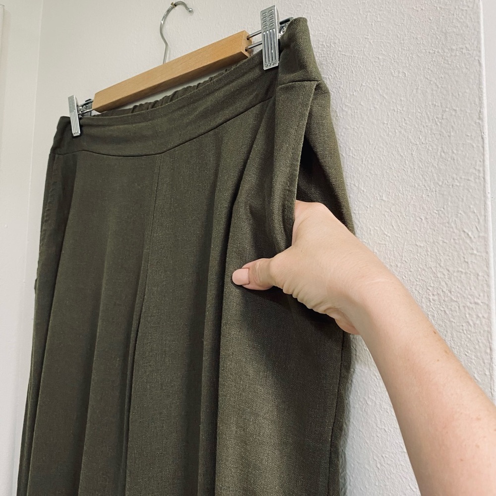 Christina Olive Wide-Leg Linen Blend Pull-On Pants Medium - Picture 4 of 7